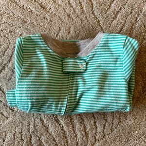 Green and White Stripped with Hippo Appliqué 12m Footie Pjs